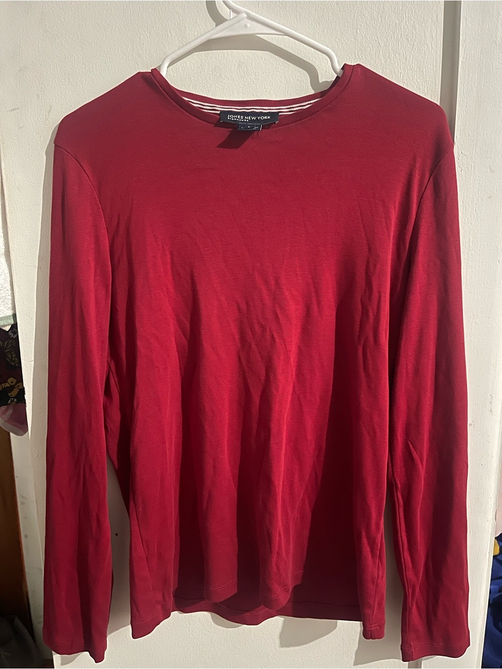 Jones New York Men's Long Sleeve Crew Neck Shirt - Crimson Red